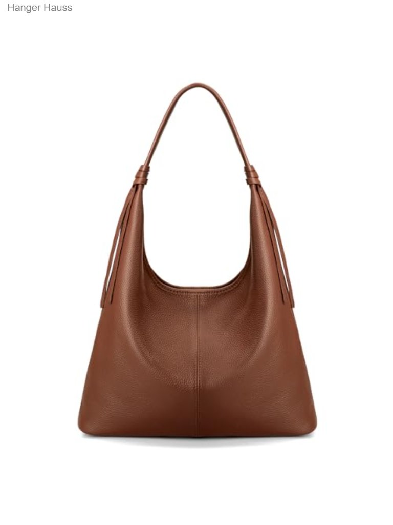 Genuine Leather Slouchy Hobo Handbag Tote With Tassel, Magnetic Closure,